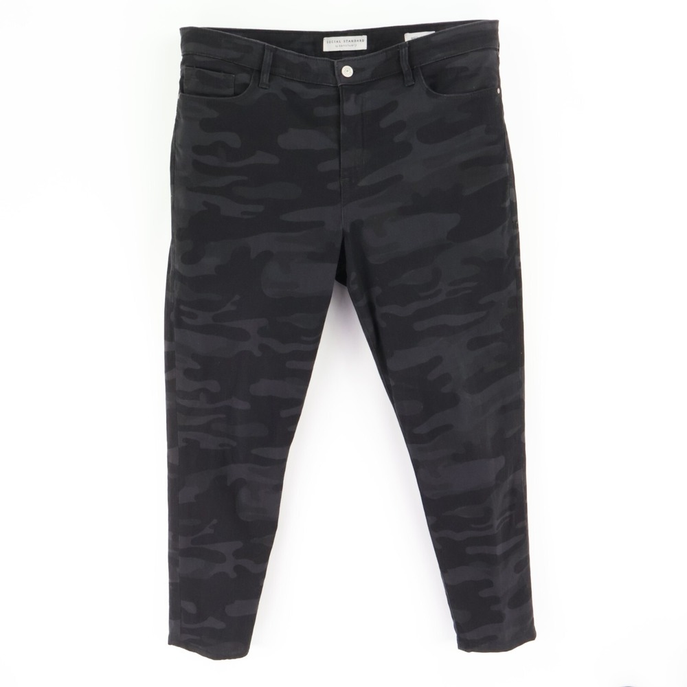 Social Standard Sanctuary Ankle Skinny Jeans Womens 14‎ Black Camouflage Stretch